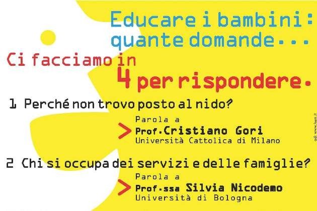 Asilo nido, a Bologna il convegno ‘Educare i bambini, quante domande...’