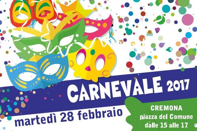 Cremona, martedì 28 febbraio Carnevale per tutti in Piazza del Comune