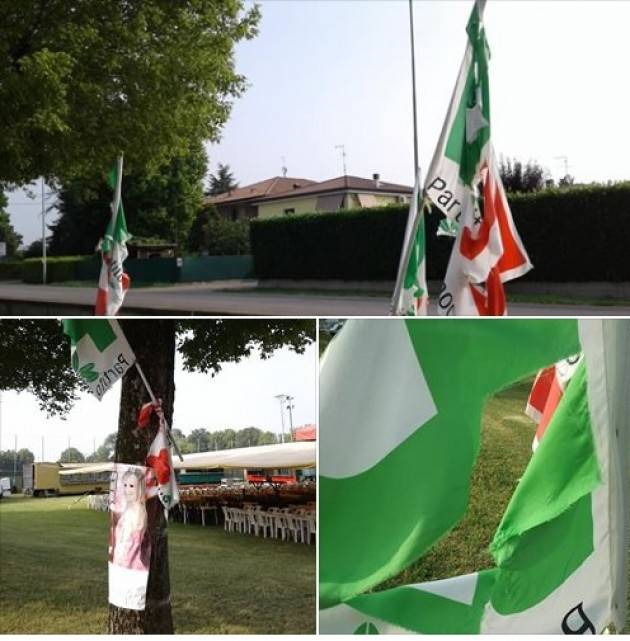 Festa Unità 2018 Sergnano. ‘Buontemponi’ fanno i dispetti e tagliano nella notte le bandiere del PD di Mauro Giroletti