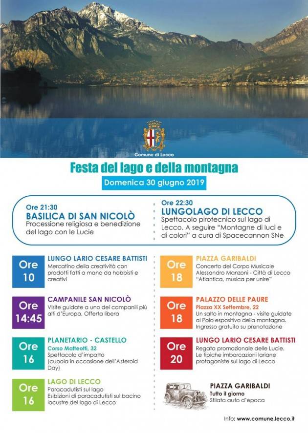 Domenica 30 giugno a Lecco la Festa del Lago e della Montagna